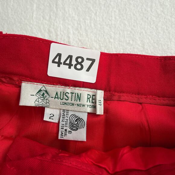 Austin Reed Vtg Shorts Women 2 Red Wool Tailored High Rise Pleated Front Golf - Picture 7 of 8
